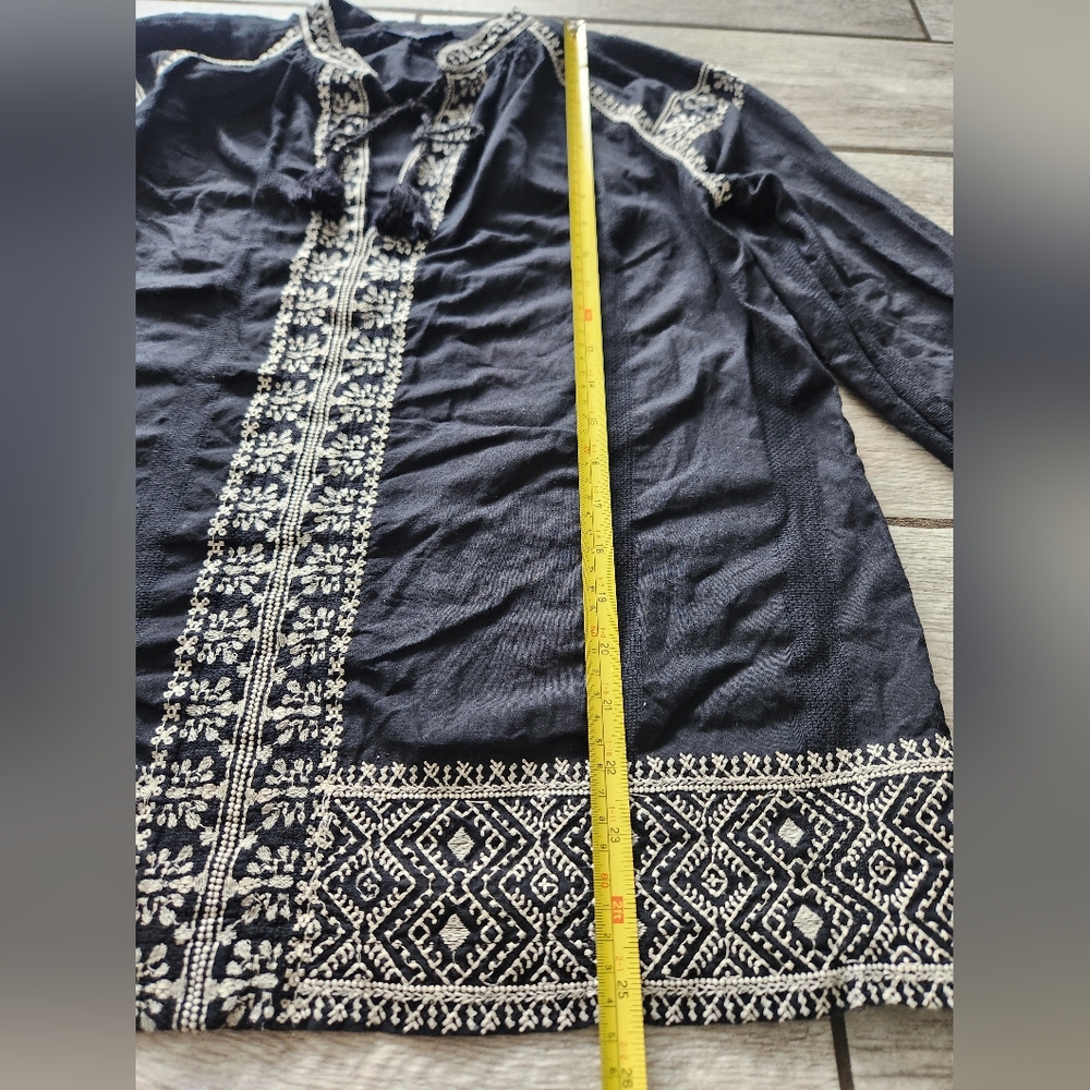 MADEWELL Black Embroidered CAMELIA Tassel Tunic Hippie Boho Top Small Peasantโ - Picture 12 of 16